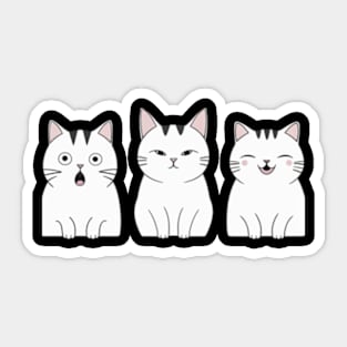 Three cats, three moods Sticker